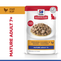 Hill's Mature Adult 7+ nat kattenvoer met kip maaltijdzakje multipack 1 doos (12 x 85 g)