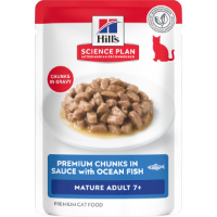 Hill's Mature Adult 7+ nat kattenvoer met zeevis maaltijdzakje multipack 2 dozen (24 x 85 g)