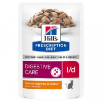 Hill's Prescription Diet I/D Digestive Care nat kattenvoer met kip maaltijdzakje multipack 8 dozen (96 x 85 g)