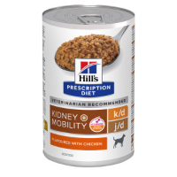 Hill's Prescription Diet K/D J/D Kidney + Mobility nat hondenvoer met kipsmaak blik 2 trays (24 x 370 g)