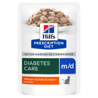 Hill's Prescription Diet M/D Diabetes Care nat kattenvoer met kip maaltijdzakje 2 dozen (24 x 85 g)