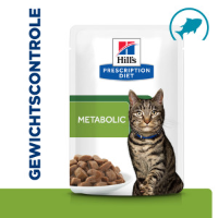 Hill's Prescription Diet Metabolic Weight Management nat kattenvoer met zeevis maaltijdzakje multipack 1 tray (12 x 85 g)