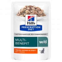 Hill's Prescription Diet W/D Multi Benefit natvoer kat met kip maaltijdzakje 8 dozen (96 x 85 g)