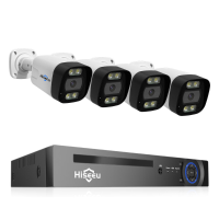 Hiseeu 16CH PoE Beveiliging CCTV camerasysteemset Colorful Nachtzicht 2 weg audio APP Bewaking op afstand H.265 AI Gezic