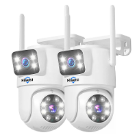 Hiseeu 2 Pack 6MP WIFI IP camera Draadloze Beveiligingscamera 5G 2.4G WiFi Dubbele Lens PTZ Buitenbewegingsdetectie Kleu