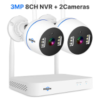 Hiseeu 3MP 8CH NVR + 2 WIFI Beveiliging PTZ Camera Kit Menselijke Detectie IR Nachtzicht IP Camera Set Draadloos CCTV Su