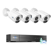 HISEEU 4CH 8MP Outdoor PoE Bedraad CCTV pakket Dynamische Nachtzicht Menselijke Detectie Professionele Video Surveillanc