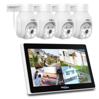Hiseeu 4HD405 5MP WIFI PTZ Beveiligingscamerasysteem Kit IR Nachtzicht Menselijke Detectie IP Camera Set 10CH 10 inch NV