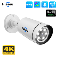 Hiseeu 4K 8MP PoE IP camera voor buiten Nachtzicht Bewegingsdetectie Tweewegs Intercom H.265+ ONVIF Video Surveillance A
