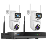 Hiseeu 6MP WiFi Dual Lens Camera Beveiligingssysteem Kit 3K IP camera's met 10CH NVR Recorder Set P2P Video CCTV Surveil