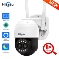 Hiseeu 8MP 4K PTZ Wifi IP Camera Outdoor Beveiliging 8X Zoom Dual Lens CCTV Video Surveillance Camera Ai menselijk Detec