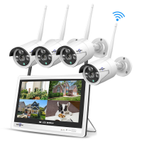 Hiseeu 8WK 12V 4HB615 4HB613 H.265+ 5MP 3MP 10CH Draadloos Camerasysteem Kit met 12 inch LCD Monitor Thuis NVR Kit Werkt