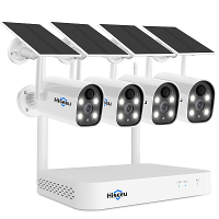 Hiseeu 8WK 4C40 4MP 1440P Draadloos CCTV beveiligingssysteem Kits Zonne aangedreven camera Spotlight Kleur Nachtkijker B