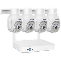Hiseeu 8WK 4HD403 3MP Wireless WiFi CCTV videosurveillancecamerasysteem voor buiten met audiostraatbeveiliging IP kit Hi