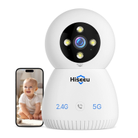Hiseeu FJ5C Binnencamera voor Beveiliging 2.4G/5G 5MP PTZ Draadloze Baby Monitor Huisdier Camera Auto Tracking Nachtzich