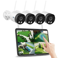 Hiseeu WK 10C4 4HBY08 8MP 4K Draadloos Beveiligingscamera Systeem met 10 Inch Touchscreen Monitor Volle Kleur Nachtzicht