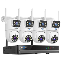 Hiseeu WK 4HS03 3K 6MP 5X Digitale Zoom Dual Lens WiFi Camera met 10CH NVR Beveiligingscamera Systeem Kit Volledige Kleu