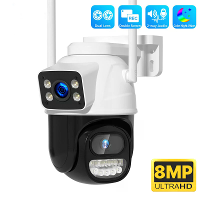 Hiseeu WS418B 4K 8MP Dubbel Lens Buiten WiFi Camera Draadloze PTZ Beveiliging ONVIF H.265+ Cam Nachtzicht AI Menselijke