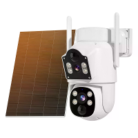 Hiseeu WTDS803 6MP Pixels Zonne energie Dubbele Lens Draadloze WIFI IP Camera met Kleur Nachtzicht PIR Bewegingsmeldinge