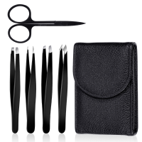Hizek 5Pcs Wenkbrauw Pincet Schaar Set Beer Trimmer voor Professionals Rvs voor Ingegroeide Gezichtshaar Removal Tool