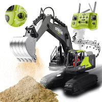 HJ Modellen 689 714A 1/16 2.4G 16CH RC Auto Graafmachine Engineering Voertuigen Legering Emmer Graven 680° Rotatie Spray