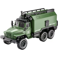 HJ2025 7D/8D RTR 1/64 2.4G RWD RC Auto Mini Alloy Militair Vrachtwagen Drie Snelheden LED Licht Geluid Ondersteunt App A