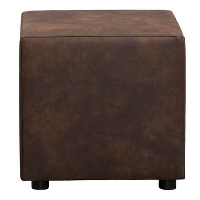 Hocker Nando   donkerbruin   stof Preston   46x46x46 cm   Leen Bakker