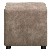 Hocker Nando   taupe   stof Preston   46x46x46 cm   Leen Bakker