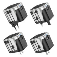 HOCO AC5 Level 12W Dual USB Port EU/UK/US/AUS Plug 4 in 1 Socket Universele Travel Conversion Charger Voor iPhone 11 12