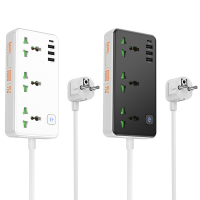 HOCO AC7A 10A 17W 7 poorts USB oplader 3USB A+1USB C+3AC snel opladen desktop laadstation EU stekker met 1,5 m lange kab