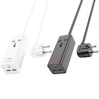 HOCO AC9A 30W 4 poorts USB PD oplader 2USB A + 1USB C + 1AC Snel opladen Desktoplaadstation EU stekker met 1,5 m lange k