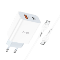HOCO C97A 2 poorts USB oplader 20W USB C & 18W USB A wandladeradapter Ondersteuning PPS/QC/FCP/AFC Snel opladen voor iPh