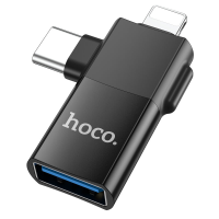 HOCO UA17 iP & USB C Mannelijk naar USB Vrouwelijke OTG adapterconverter voor Telefoon Laptop Tablet