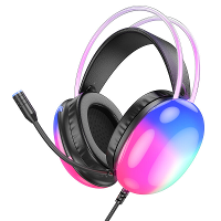 HOCO W109 Bedrade koptelefoon 50mm luidspreker Kleurrijk lichteffect Gaming Headset met externe microfoon