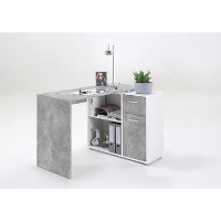 Hoekbureau Albrecht   betonkleur/wit   117x74x83 cm   Leen Bakker