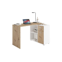 Hoekbureau Albrecht   eiken/wit   74x117x83 cm   Leen Bakker