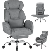 HOFFREE Criss Cross bureaustoel met voetensteun en verstelbare armleuningen & hoofdsteun 90° 135° rugverstelling, brede