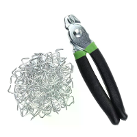 Hog Ring Tangen Kit 200St Galvaniseerde Ringen Roestbestendig Antislip Grip Veerbelast Multi Maat geschikt voor Omheinin