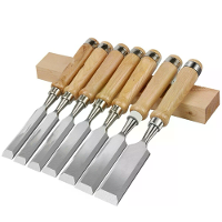 Hoog koolstofstaal houtbewerking beitelset 8 stuks ergonomische houten handgreep scherpe bladbreedtes 10 38 mm professio