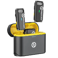Hollyland LARK M1 1 naar 2 Draadloze Lavaliermicrofoon Eén naar Twee Mic 2.4GHz Oplaadbox voor DSLR camera's, smartphone