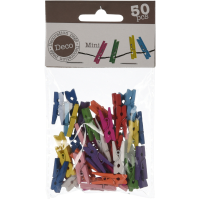 Home & Styling collection decoratie knijpers   50x stuks   gekleurd   hout   2,5 cm