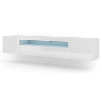 AURA TV meubel 200 cm universeel mat wit + LED