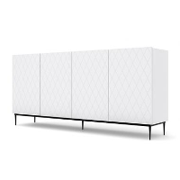 Dressoir DIUNA 193 4D wit mat met deuren gefreesd in diamantvorm