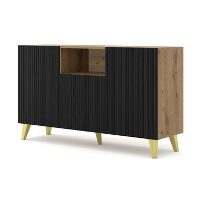 Dressoir Ravenna PB 150 2D1DM artisan eiken / zwart mat gefreesde fronten