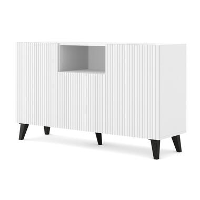 Dressoir Ravenna PB 150 2D1DM wit mat gefreesde fronten zwart poten