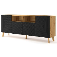 LUXI dressoir 4D 195 cm artisan eiken / zwart mat