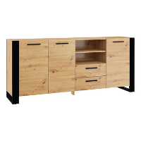 NUKA D dressoir 197 cm zwart artisan eiken