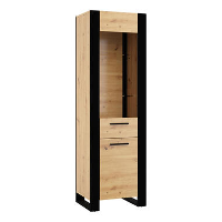 NUKA E Vitrinekast 188 cm zwart artisan eiken
