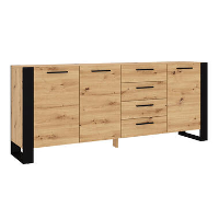 NUKA K dressoir 197 cm 4 lades zwart artisan eiken