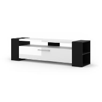 RTV kast LIVIA 160 zwart mat / wit glanzend